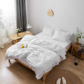 White With Ruffles Duvet Set - 4 Pieces